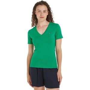 Tommy Hilfiger Dames nieuwe slanke Cody V-Nk Ss S/S gebreide tops, groen, XL, Olympisch Groen, XL