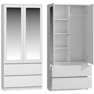 Oggi Lugo kast 90 cm wit zweefdeurkast meubels slaapkamer kledingkast moderne opbergruimte nieuw