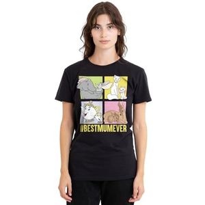 Aristocats - Marie Moederdag BestMumEver met Dumbo, Bambi dames T-shirt, zwart, klein, Zwart, S