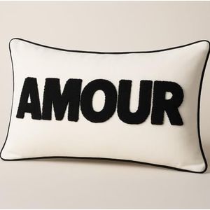 Atout Ciel Kussen gevuld katoen, Tuft Love, 30 x 50 cm, ecru