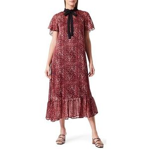 dedica Midi-jurk voor dames met luipaardprint, rood, S