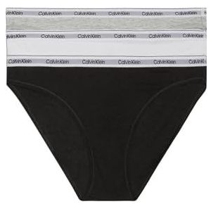 Calvin Klein Dames BIKINI 3PK Bikini Slipje, ZWART/WIT/GRIJS HEATHER, L, Zwart/Wit/Grijs Heather, L
