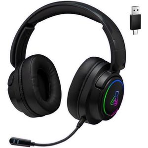 The G-Lab - Korp Iridium – gaming-hoofdtelefoon, draadloos, 2,4 GHz en bluetooth, hoogwaardige audio, afneembare microfoon, batterijduur 45 uur, RGB, kunstleren oordopjes, gaming-headset PS5, PS4, PC,