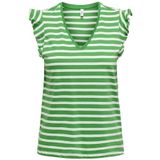 ONLMAY Life S/S Frill V-hals TOP Box JRS, Green Bee/Stripes: cloud Dancer (Dina), S