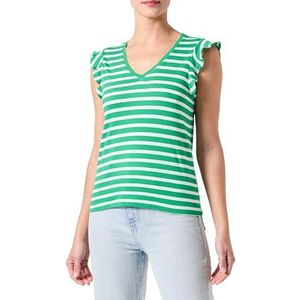 ONLMAY Life S/S Frill V-hals TOP Box JRS, Green Bee/Stripes: cloud Dancer (Dina), S