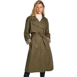PJL - L ND Outerw - Trenchcoat - Groen - 50% Polyester, 41% Katoen, 9% Nylon