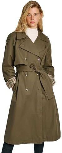 PJL - L ND Outerw - Trenchcoat - Groen - 50% Polyester, 41% Katoen, 9% Nylon