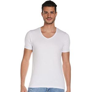 JACK & JONES Basic T-shirt met V-hals, zwart, voor heren, Opt White, L