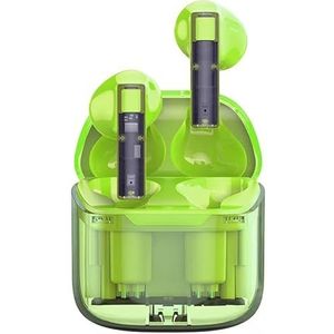 PRENDELUZ Groene draadloze hoofdtelefoon met transparante bluetooth-oplaadhoes