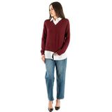 ONLY Trui  wijnrood / wit