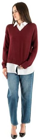 ONLY Trui  wijnrood / wit