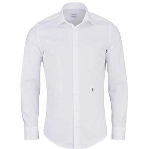 Seidensticker Business overhemd - slim fit - strijkvrij - Kent kraag - lange mouwen - 100% katoen, wit (wit 01), 44