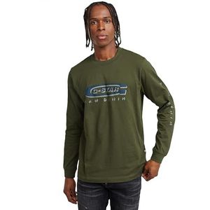G-Star RAW Old Skool Logo Regular Tee Long Sleeve, groen (Shadow Olive D25152-c336-b230), S