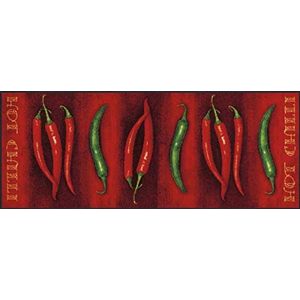 wash+dry Voetmat Hot Chilli, 75x190 cm, binnen en buiten, wasbaar, rood