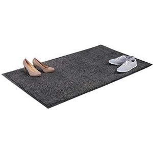 Relaxdays schoonloopmat, extra dun, 90 x 150 cm, deurmat binnen, grote droogloopmat, voetmat, zwart-grijs