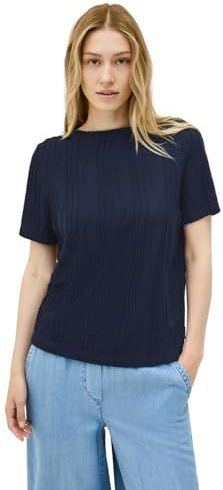 Cecil - Dames Shirt - Blauw - Korte Mouwen - Structuur