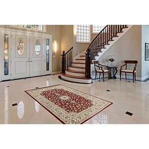 One Couture Oosters tapijt, Voluta tapijten, woonkamer, rood, beige, 160 cm x 230 cm