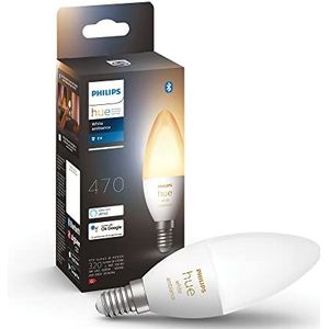 Philips Hue Kaarslamp 1-Pack - E14 - Duurzame LED Verlichting - Warm tot Koelwit Licht - Dimbaar - Verbind met Bluetooth of Hue Bridge - Werkt met Alexa en Google Home