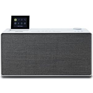 PURE EVOKE-HOME-WHT Evoke Home All-In-One muzieksysteem voor thuis met DAB+/ FM radio, internetradio, podcasts, Spotify Connect, Bluetooth, CD en krachtig 100 Watt stereogeluid, Katoen Wit