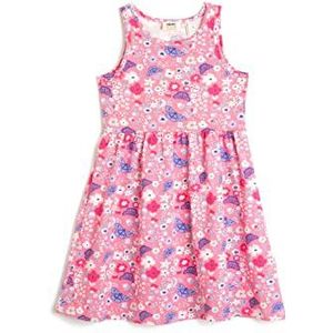 Koton Girls's Midi Mouwloze ronde hals, vlinderprint, katoenen jurk, Roze design (2d7), 5-6 jaar