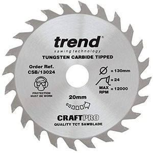 Trend CSB/13024 Craft Pro Combinatie TCT Blad voor Cirkelzagen, 130mm x 24 Tanden x 20mm Boring, Wolfraamcarbide getipt