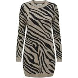 Only - ONLJENNI LS ANIMAL DRESS EX KNT - Gebreide Jurk - Fossil - Lange Mouwen