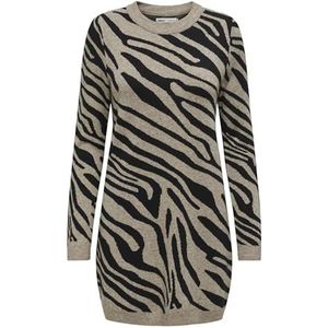 Only - ONLJENNI LS ANIMAL DRESS EX KNT - Gebreide Jurk - Fossil - Lange Mouwen