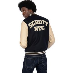 Schott Nyc - LC8705 - Leren herenjack, Veelkleurig (Marineblauw/Beige), S