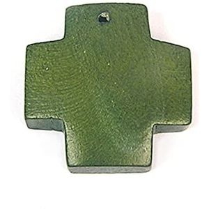 Hanger gewaxt houten kruis groen 23 x 23 mm, 50u, ca.