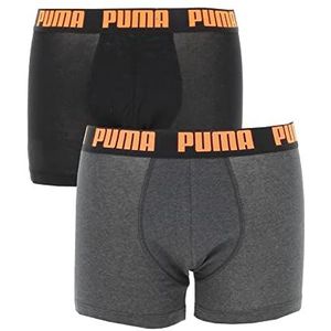 PUMA Basic boxershort voor heren, Black Ultra Orange Combo, S