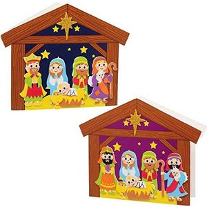 Baker Ross AX567 Kerststalkaart-Knutselsets Voor Kinderen - Pakket Van 6, Kerstkunsten Voor Kinderen, Knutselen En Decoraties