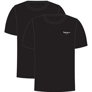 Pepe Jeans Heren Pepe T-shirt 2P ondergoed, zwart, L (Pack van 2), Zwart, L