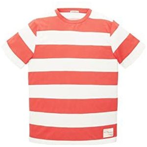 TOM TAILOR T-shirt voor jongens en kinderen met strepen, 31728 - Off White Red Stripe, 164 cm