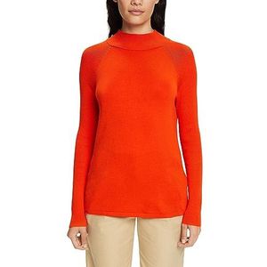 ESPRIT Pullover met opstaande kraag, Lenzing EcoVero, Bright Orange, XL