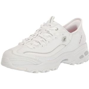 Skechers Dames D lites New Scene handsfree instappers, Wit/Zilver, 39.5 EU