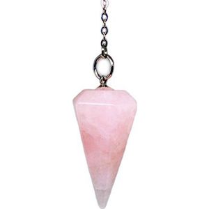 Polar Jade Kristallen slinger gemaakt van natuurlijke rozenkwarts edelsteen voor wichelrochelij Chakra Reiki. puntig met ketting en sieraden zakje, hekserij benodigdheden