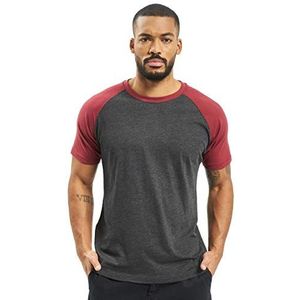Urban Classics Raglan Contrast Tee T-shirt voor heren, Charcoal/Bourgondië, XL
