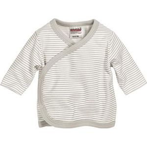 Schnizler Uniseks baby-vleugelhemd met lange mouwen, gestreept ondergoed voor kleine kinderen, wit/beige, 56 cm