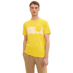 TOM TAILOR Uomini T-shirt met blokstrepen en borstzak 1034401, 30028 - Pleasant Yellow, M