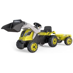 Smoby - Tractor Farmer Max + aanhanger – kindervoertuig – verstelbare zitting – stuurwiel met claxon – 710132