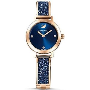Swarovski Cosmic Rock horloge, Swiss Made, Metalen armband, Blauw, Roségoudkleurige afwerking