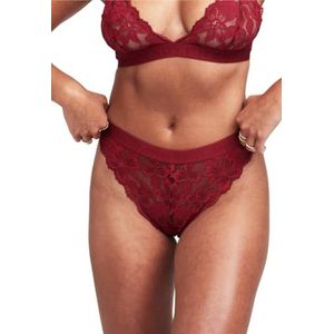 Frank Dandy Fab-u-Lace Braziliaans broekje – zacht kant, comfortabel en stijlvol, wijn, XS