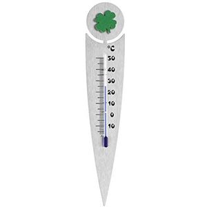 TFA Dostmann Analoge thermometer Bloomy, 12.2056.04, voor de bloempot, binnen- en buitentemperatuur, weerbestendig, klaverblad motief