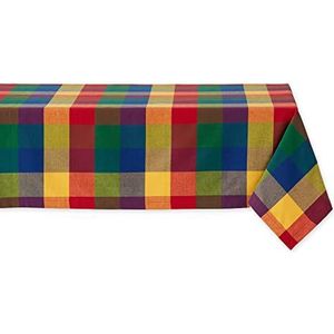 DII 70"" Round Cotton Tablecloth Red & White Check - Perfect for Fall