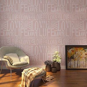 Hanmero 3D Modern Fashion Love & Life letters vliesbehang slaapkamer behang rol decor 57 vierkante meter lichtviolet