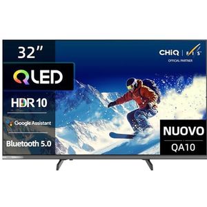 Google QLED CHiQ 32QA10 32 inch Smart TV | Full HD HDR10 | Dolby Audio en DBX-TV | Frameloos metalen ontwerp | Geïntegreerde Chromecast | Google Assistant | Nieuw model 2025