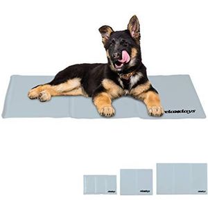 Relaxdays koelmat hond, zelfkoelend, met gel, koeldeken voor huisdieren, verkoelende mat 50 x 90 cm, grijs