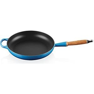 Le Creuset Signature gietijzeren koekenpan met houten handvat 28cm Azure, 20258282200422