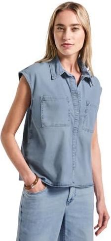 Street One - Blouse - Blauw - Denim - Casual