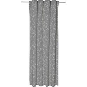 Elbersprint gordijn met verborgen lussen Blomma 07 grijs-wit, 255 x 140 cm, ondoorzichtig gordijn voor slaapkamer, woonkamer, hal, keuken, kinderkamer